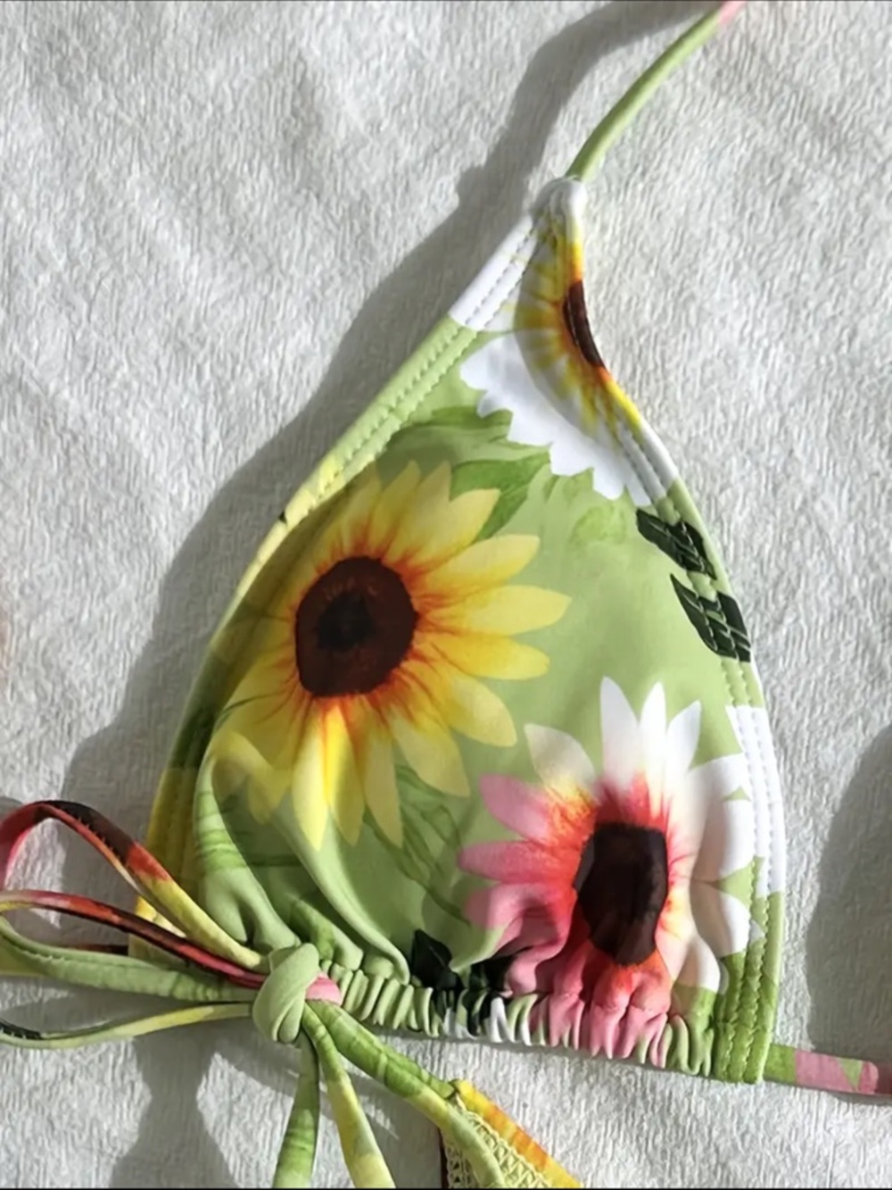 Floral Sunflower Halter Side Tie Bikini Set - Picture 6 of 9
